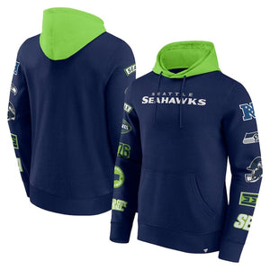 Seattle Seahawks Patched Out Fleece Hoodie NFL Fanatics Navy - STADIUMDREAMS