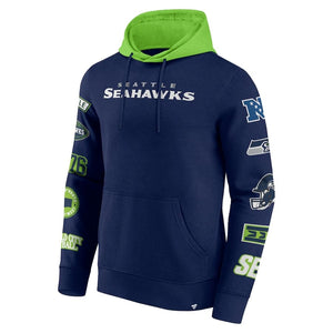 Seattle Seahawks Patched Out Fleece Hoodie NFL Fanatics Navy - STADIUMDREAMS