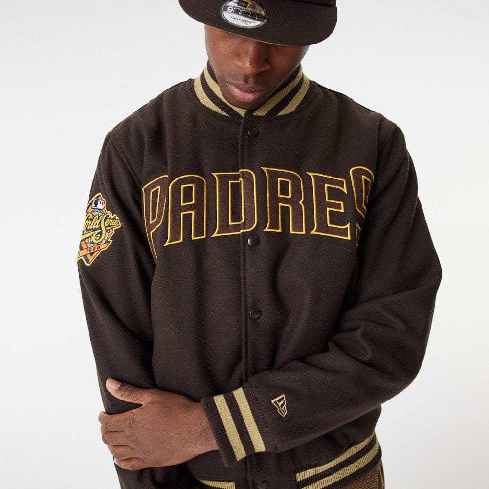 San Diego Padres MLB Patch Varsity Jacke braun - STADIUMDREAMS