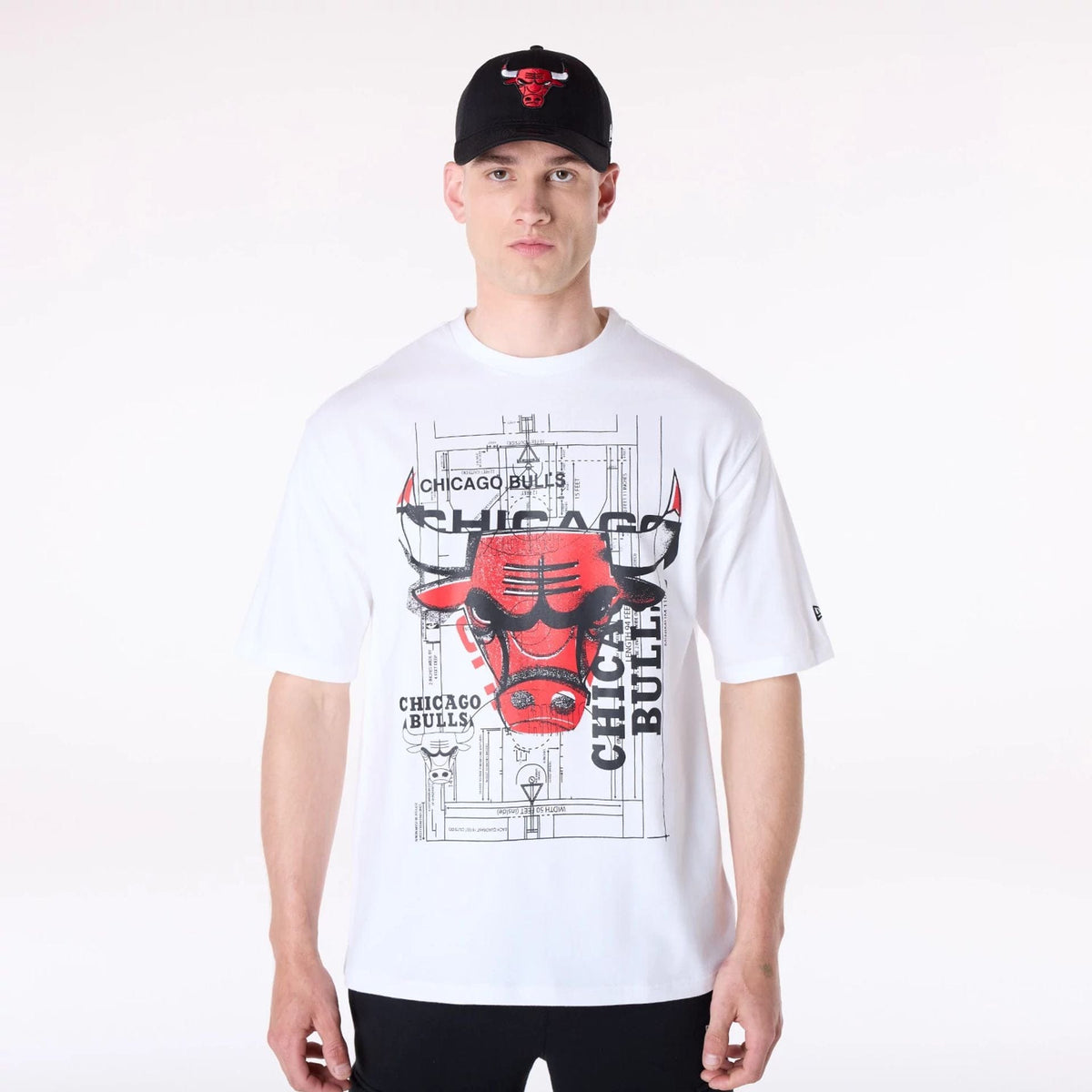 Chicago Bulls New Era Court Graphic NBA T-Shirt Weiß - STADIUMDREAMS