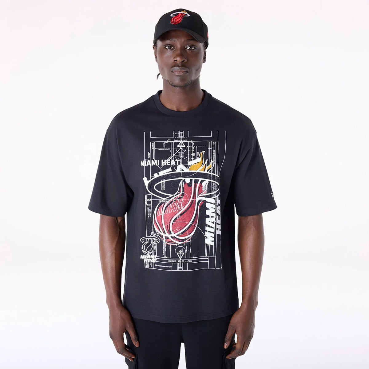 Miami Heat New Era Court Graphic NBA T-Shirt Schwarz - STADIUMDREAMS