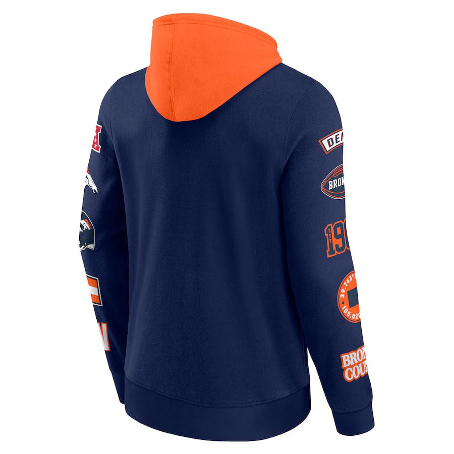 Denver Broncos Patched Out Fleece Hoodie NFL Fanatics Navy - STADIUMDREAMS