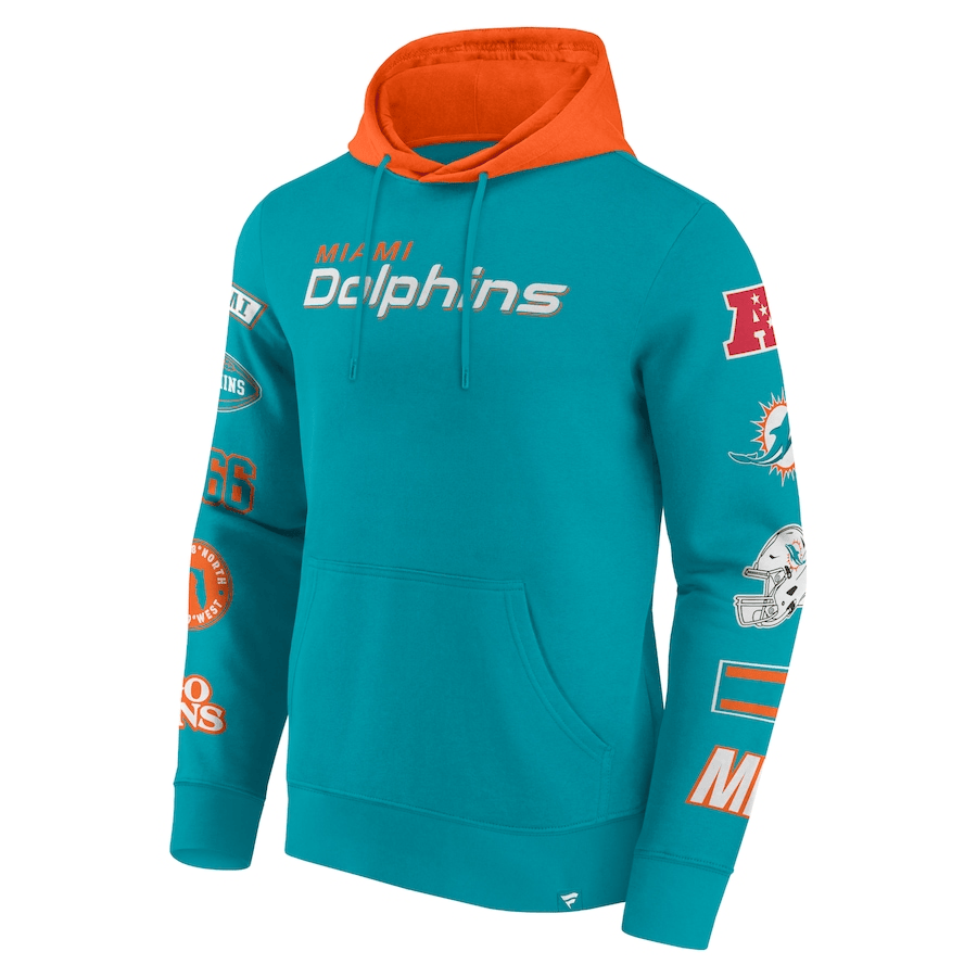 Miami Dolphins Patched Out Fleece Hoodie NFL Fanatics Türkis - STADIUMDREAMS