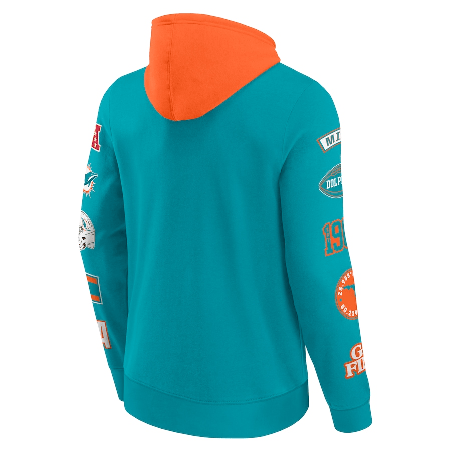 Miami Dolphins Patched Out Fleece Hoodie NFL Fanatics Türkis - STADIUMDREAMS