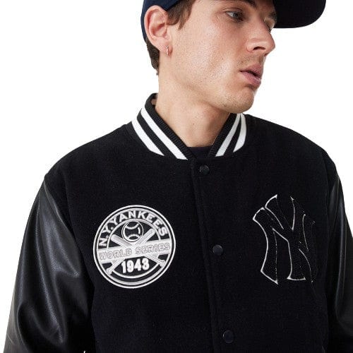 New York Yankees MLB Large Logo Varsity College Jacke schwarz - STADIUMDREAMS