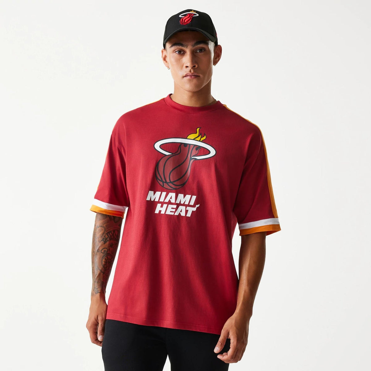 Miami Heat New Era NBA Panel T-Shirt Rot - STADIUMDREAMS