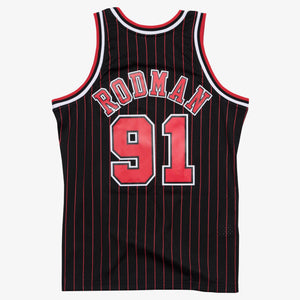 Dennis Rodman #91 Chicago Bulls 1995-96 Mitchell & Ness Alternate Swingman NBA Trikot Schwarz - STADIUMDREAMS