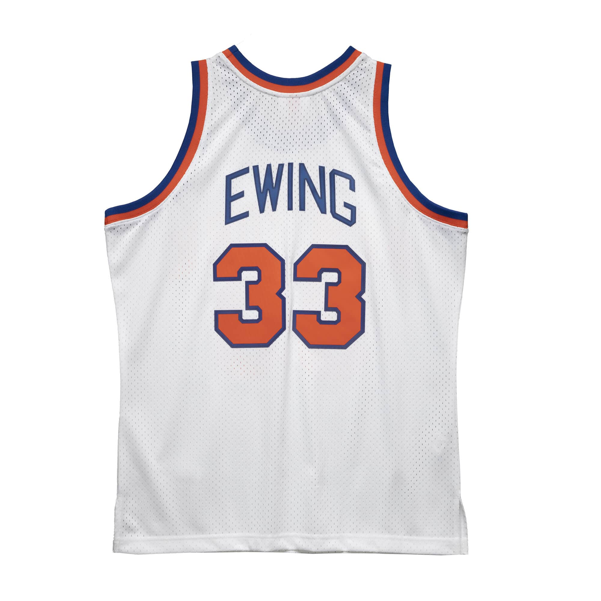 New York Knicks Patrick Ewing Mitchell & Ness NBA Swingman Trikot 1985 Weiss - STADIUMDREAMS