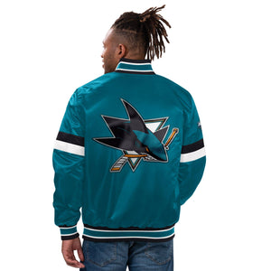 San Jose Sharks NHL Homegame Satin Jacke türkis - STADIUMDREAMS