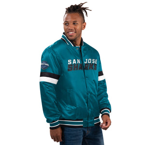 San Jose Sharks NHL Homegame Satin Jacke türkis - STADIUMDREAMS