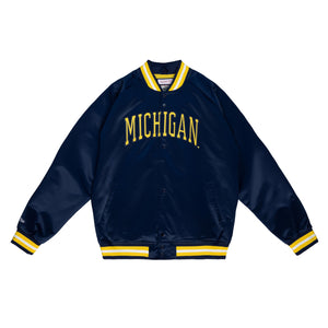 Michigan Wolverines NCAA Lightweight Satin Jacke navy - STADIUMDREAMS