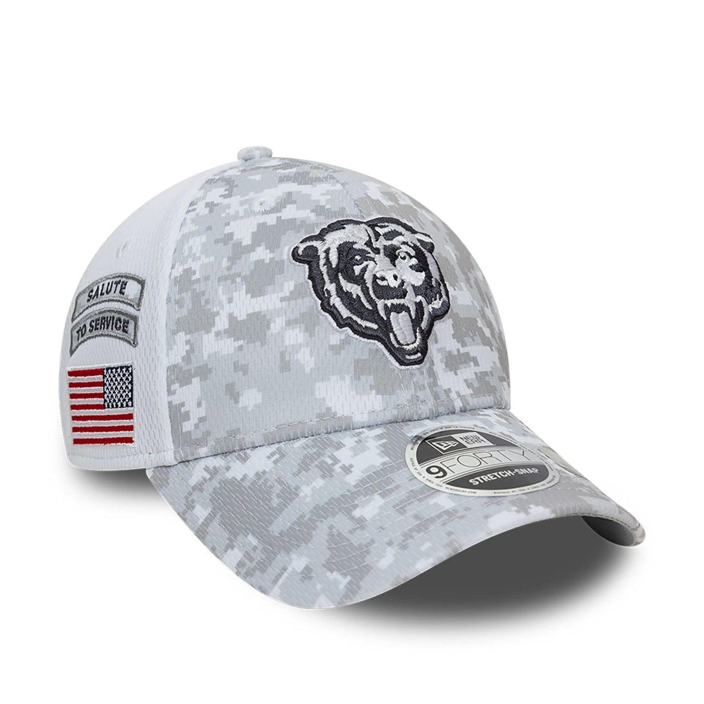 Chicago Bears Logo 2024 NFL Salute to Service New Era 9FORTY Cap Weiß